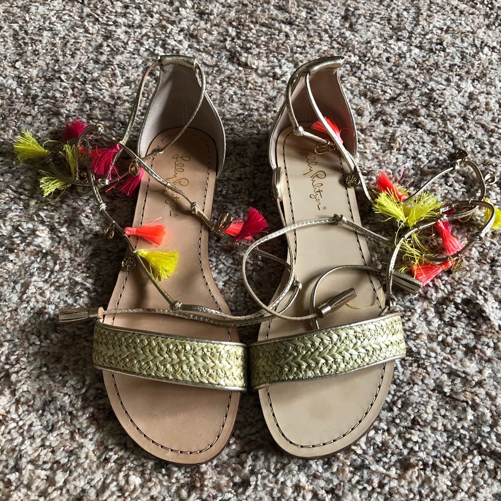 Lilly Pulitzer Willa sandal 7.5 gold metallic NEW